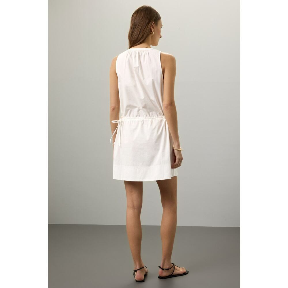 Splendid Chase Cotton Poplin Dress White Mini Drawstring Waist Sleeveless Sz L‎ - Picture 2 of 11